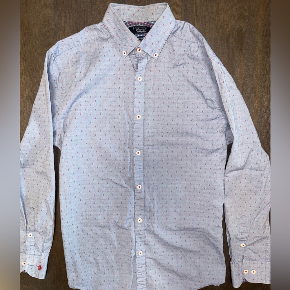 Original Penguin Blue Patterned Button Down Herit… - image 4